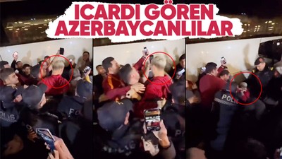 Azerbaycan'da Galatasaray'a coşkulu karşılama! Icardi taraftarların arasında kaldı