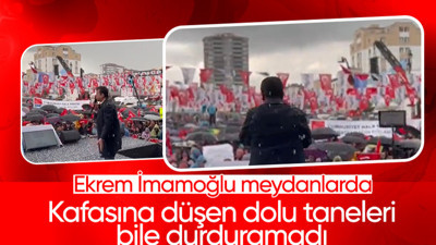 İBB Başkanı Ekrem İmamoğlu Kastamonu'da doluya rağmen mitinge devam etti