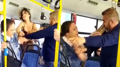 Ankara'da belediye otobüsünde kavga! İki grup birbirini tokatladı | VİDEO