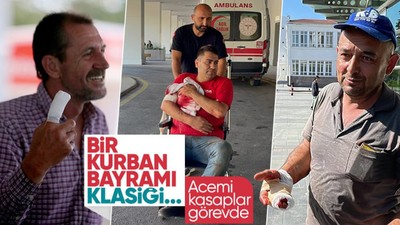 Bir Kurban Bayramı klasiği... Acemi kasaplar görevde