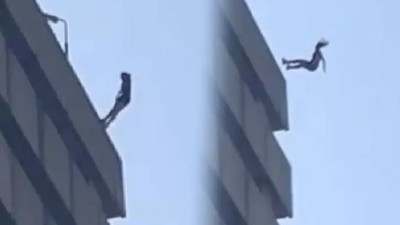 İzmir'de otelin 16'ncı katından atlayan kadın, itfaiye brandasının üzerine düştü