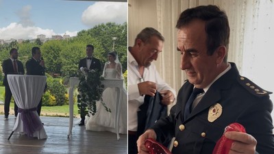 Polis memurları şehit olan meslektaşının kızını düğününde yalnız bırakmadı