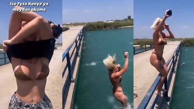 Adana'da fenomenlerin meydan okuması! Sulama kanalında challenge kamerada
