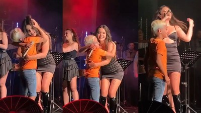 Simge Sağın sahnede minik hayranının yoğun ilgisiyle karşılaştı