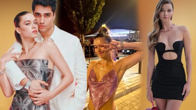 Mert Ramazan Demir ile tatilden ayağının tozuyla dönen Afra Saraçoğlu'nun davet şıklığı! Göğüs dekoltesi olay oldu