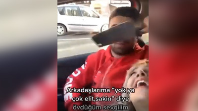 Kız arkadaşına satır göstererek tehdit savuran erkeğin görüntüleri tepki çekti