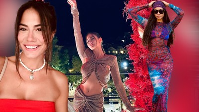 Demet Özdemir kalçasına kadar uzanan yırtmaçlı pozlarıyla çok konuşuldu! Shopsuz halini gören şaştı kaldı