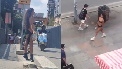Kadıköy Bağdat Caddesinde mayoyla gezen mankene kitap okuma cezası