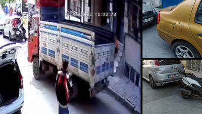 Babasının kamyonetini çalan çocuk araçlara çarpa çarpa kaçtı!