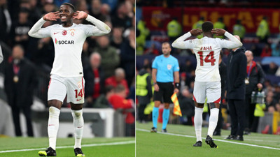Galatasaraylı Wilfried Zaha'dan Manchester United tribünlerine: Sizi duyamıyorum!