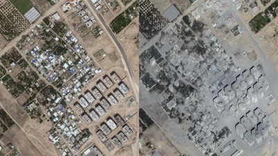 İsrail'in ağır silahlarla bombaladığı Gazze'de, yıkım uydudan görüntülendi