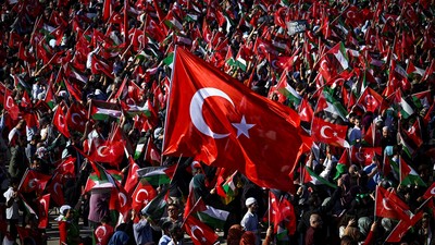 Cumhurbaşkanı Recep Tayyip Erdoğan'ın da katıldığı Büyük Filistin Mitingi'ne yoğun ilgi!