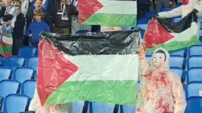 Yasaklara rağmen devam ediliyor: Real Sociedad taraftarları Filistin'e destek oldu