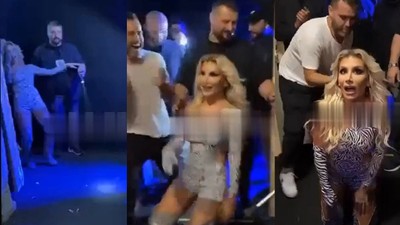 İrem Derici konser sonrası kendini bıraktı! Şampanya uzatılan kadehleri kırdığı anlar kamerada