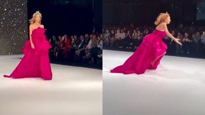 Kurtlar Vadisi'nin İnci'si Sema Şimşek podyumda yere kapaklandı! O anlar kamerada