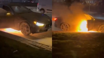Bursa'da seyir halindeki araç alev alev yandı