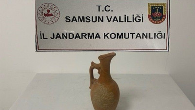 Samsun'da jandarma tarihi eser niteliğinde testi ele geçirdi