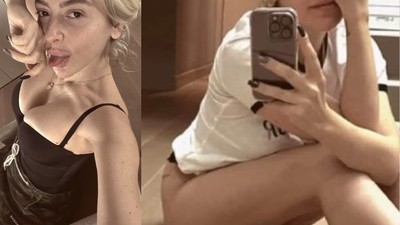 Hadise'den sütyensiz, külotlu ayna pozları