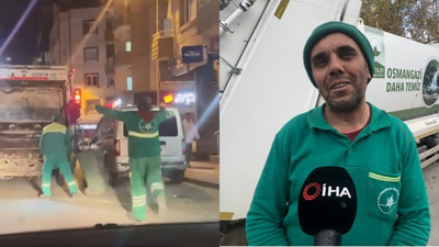 Bursa'da temizlik işçisi Murat Altınışık duyduğu müzik karşısında kendisini tutamadı