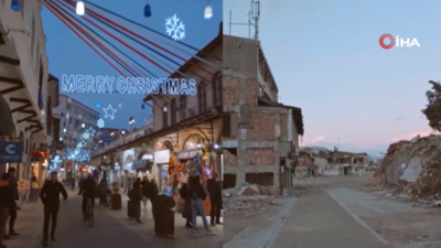 Deprem Hatay'ı yerle bir etti! Saray Caddesi'nin öncesi ve sonrası yürekleri burktu