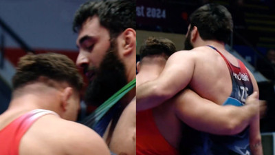 Rıza Kayaalp yendiği rakibinin göğsündeki Azerbaycan bayrağını öptü