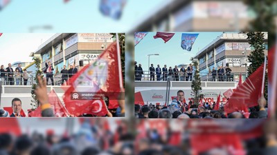 Ekrem İmamoğlu'nun mitinginde sallanan DEM bayraklarına shoplu yalanlama