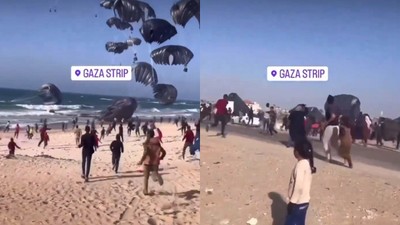 İsrail'e silah yığan ABD, Gazze'ye havadan yardım attı