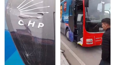 CHP Genel Başkanı Özgür Özel'in seçim otobüsüne Trabzon mitingi öncesi taşlı saldırı