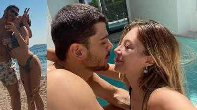 Plajda vuslat! Survivor'dan elenen Yiğit Poyraz sevgilisi Yasmin Erbil ile tatilde