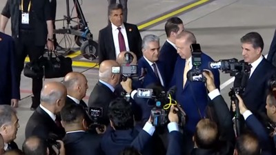 Cumhurbaşkanı Erdoğan ilk kez Erbil'de: Resmi törenle karşılandı