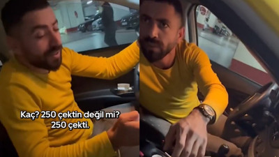 200 TL'lik yolculuk için zorla 250 TL alan taksici kamerada