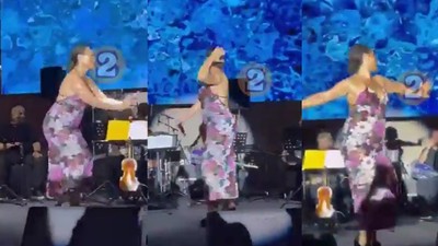 Hülya Avşar Kıbrıs sahnesinde coştu! Popo dansının peşinden Cumhurbaşkanı korumasına cilve: Bu sefer buldum galiba