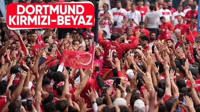A Milli Takımımızın Gürcistan maçı öncesi Dortmund sokakları kırmızı-beyaz