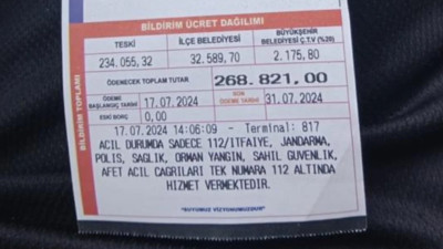 Tekirdağ'da evine 268 bin lira su faturası geldi