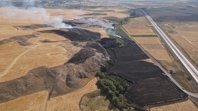 Sivas'ta yangın: 40 dönümlük buğday tarlası zarar gördü