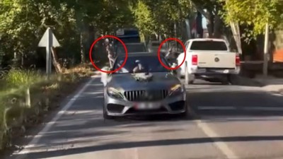 Gelin-damat otomobilden silahları ateşledi