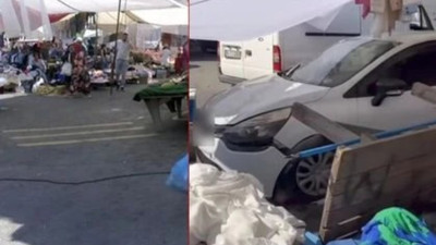 Beykoz'da fren yerine gaza basan sürücü pazar alanına daldı: 2 yaralı
