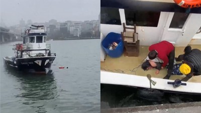 Fatih'te denize düşen bir kadını balıkçılar kurtardı; kurtarılma anı böyle kaydedildi