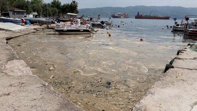 İzmit Körfezi'nde köpüklü tabaka temizliği