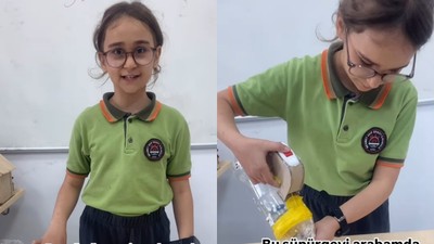 Manisa Soma'da küçük mucit, atık malzemelerden yaptığı icatla büyük beğeni topladı