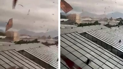 Antalya'da hortum evlerin çatısını uçurdu, seralar zarar gördü