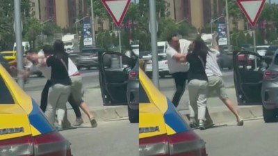 Ataşehir’de sürücülerin yumruklu kavgası kamerada