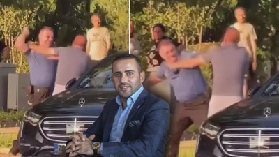 Denizli'de trafik karıştı! Polis ile iş insanının yumruk yumruğa kavgası kamerada: Vurmak ne demek ya?