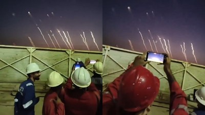 İran'ın füzeleri Irak'tan görüntülendi! İşçiler o anları kayda aldı