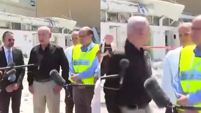 Netanyahu'nun panik anları! Konuşurken İran'ın saldırdığı binan çöktü
