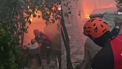 İzmir'deki yangından yürek sızlatan anlar: Mahsur kalanları ekipler böyle kurtardı