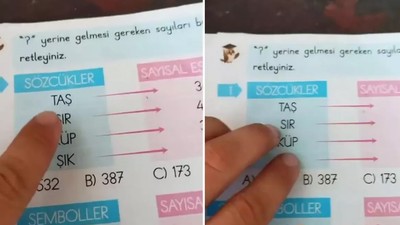 Birinci sınıfa giden çocuğuna ders çalıştıran baba soruyu görünce çileden çıktı