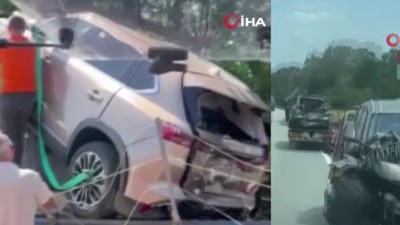 Anadolu Otoyolu’nda tır kazası: 0 Togg'lar ağır hasar gördü, sürücü yaralandı