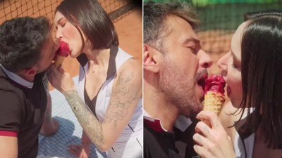 Emre Altuğ'dan dikkat çeken klip! Partneriyle dondurmayı beraber yedi