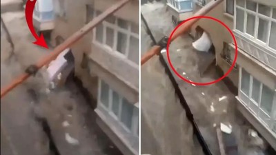 Ankara'da selin büyüklüğünü gösteren video: Evin duvarı patladı